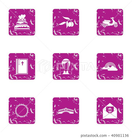 Wed icons set, grunge style Wed icons set, grunge style 40981136