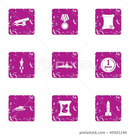 Military decoration icons set, grunge style Military decoration icons set, grunge style 40981246