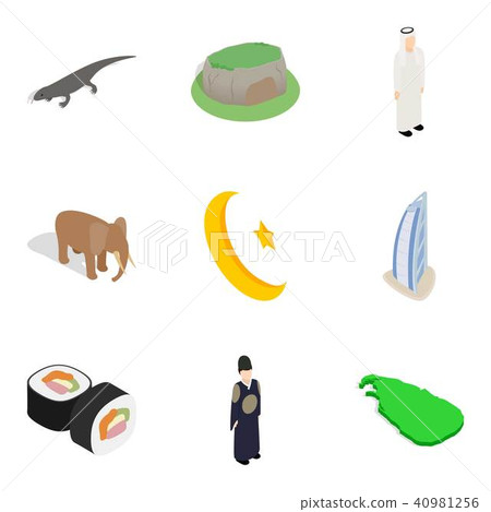 Muslim country icons set, isometric style Muslim country icons set, isometric style 40981256
