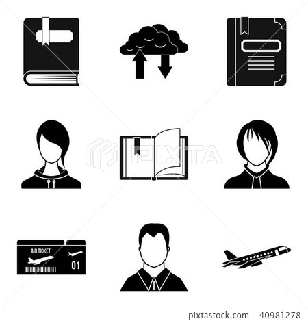 Calligrapher icons set, simple style Calligrapher icons set, simple style 40981278