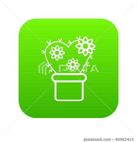 Heart cactus icon green vector 40981425