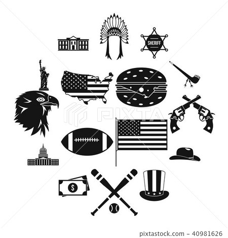 USA icons set, simple style USA icons set, simple style 40981626