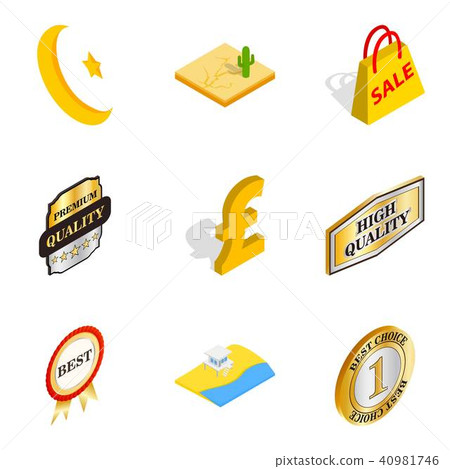 Free world icons set, isometric style 40981746