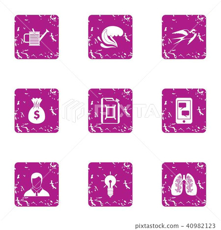 Fresh atmosphere icons set, grunge style Fresh atmosphere icons set, grunge style 40982123