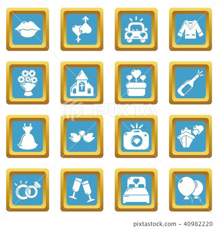 Wedding icons set sapphirine square vector Wedding icons set sapphirine square vector 40982220