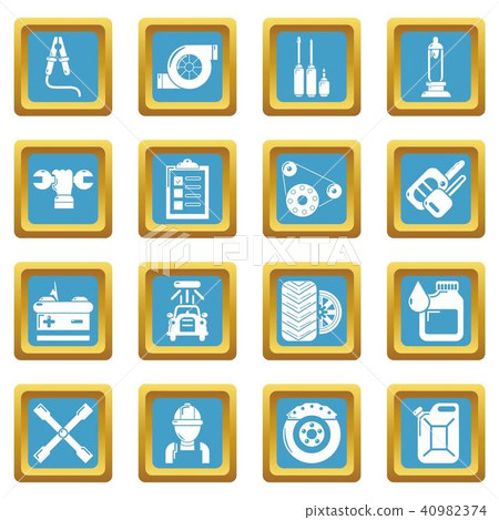Square Size Machine Repair Icon Auto repair icons set sapphirine square vector - Stock Illustration ...