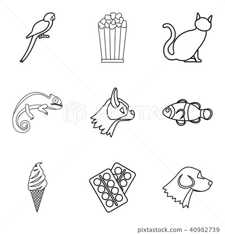 Water animal icons set, outline style Water animal icons set, outline style 40982739