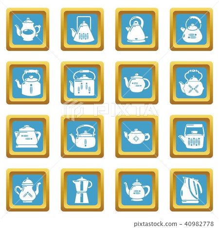 Teapot icons set sapphirine square vector Teapot icons set sapphirine square vector 40982778