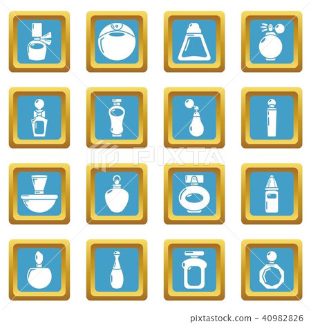 Perfume bottle icons set sapphirine square vector 40982826