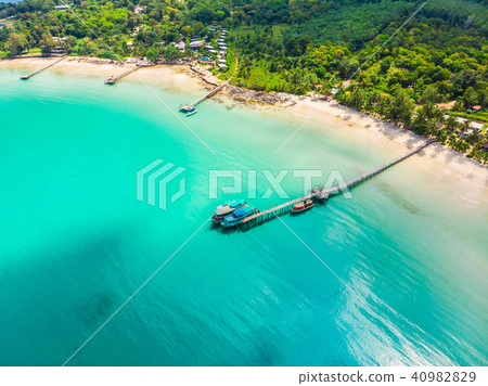 Beautiful Aerial view of beach and sea with coconut palm tree Beautiful Aerial view of beach and sea with coconut palm tree 40982829