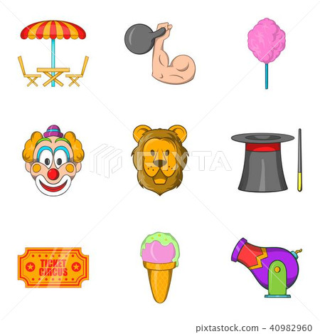 Tame the beast icons set, cartoon style Tame the beast icons set, cartoon style 40982960