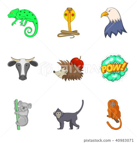 Zoo close icons set, cartoon style Zoo close icons set, cartoon style 40983071