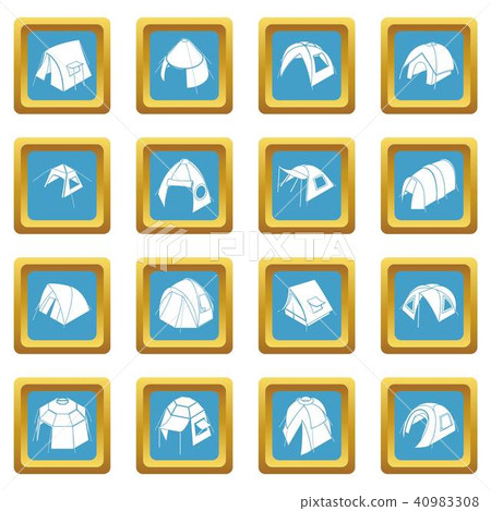 Tent forms icons set sapphirine square vector Tent forms icons set sapphirine square vector 40983308