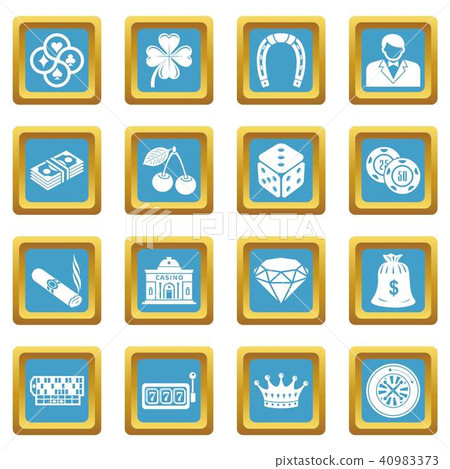 Casino icons set sapphirine square vector 40983373