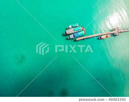 Beautiful aerial view of boat on the sea Beautiful aerial view of boat on the sea 40983392
