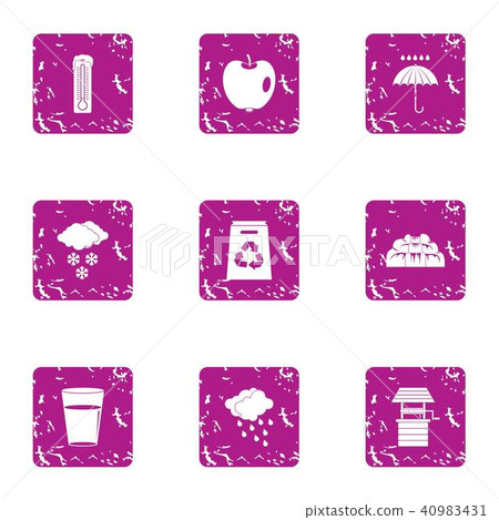 Eco place icons set, grunge style 40983431