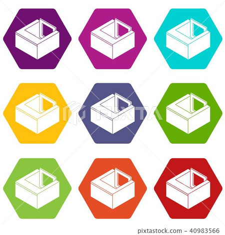 Basement window frame icons set 9 vector Basement window frame icons set 9 vector 40983566