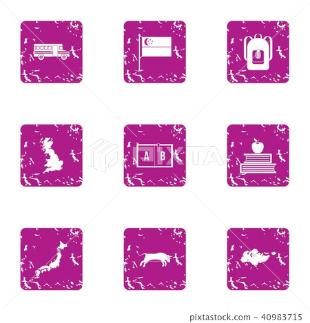 Pupil icons set, grunge style Pupil icons set, grunge style 40983715