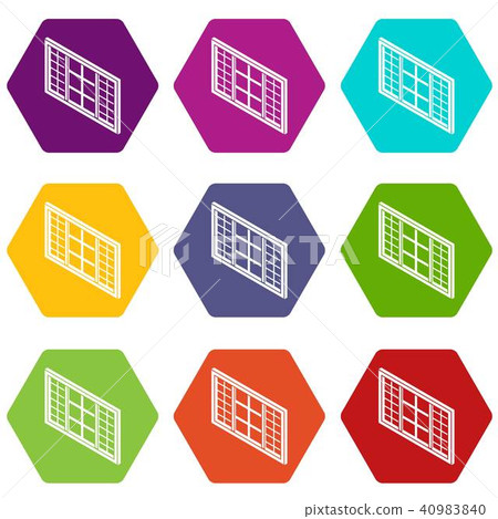 Wood window frame icons set 9 vector Wood window frame icons set 9 vector 40983840