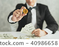 Hand of business man show bitcoin 40986658