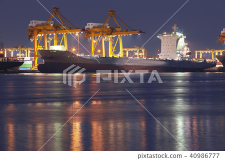 container boat on commercial port container boat on commercial port 40986777