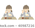 Illustration of a woman eating breakfast 40987216