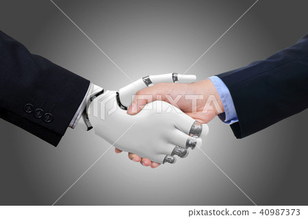 Handshake of business man and robot Handshake of business man and robot 40987373
