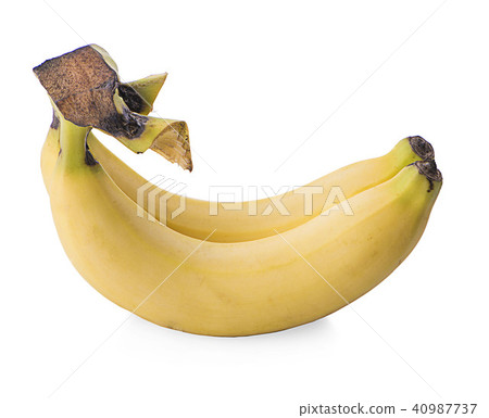 Cluster of ripe yellow bananas on a white  40987737