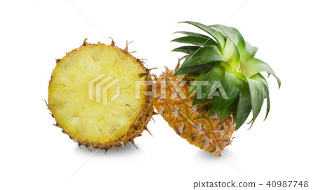 Pineapple slices on white background Pineapple slices on white background 40987748
