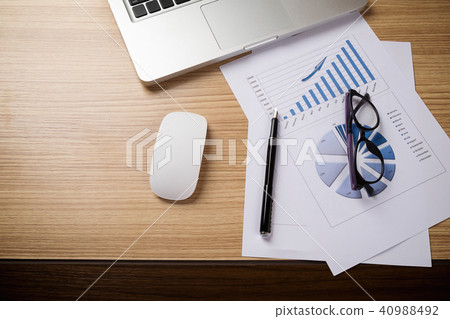 Desk office with laptop,tablet,analysis report Desk office with laptop,tablet,analysis report 40988492