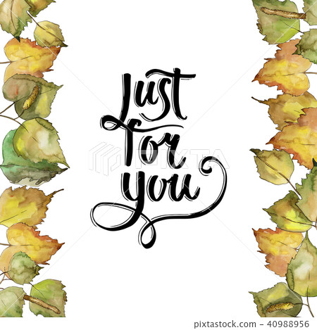 Leaves Birch. Leaf plant botanical garden floral foliage. Frame border ornament square. 40988956
