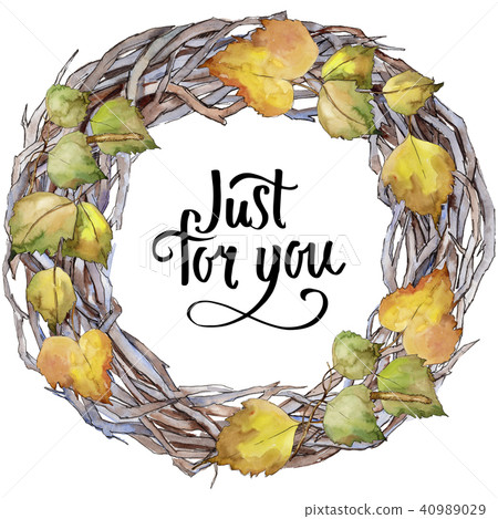 Leaves Birch. Leaf plant botanical garden floral foliage. Frame border ornament square. 40989029