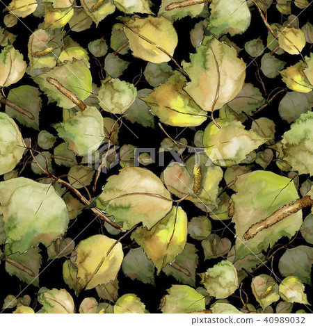 Leaves Birch. Leaf plant botanical garden floral foliage. Seamless background pattern. 40989032