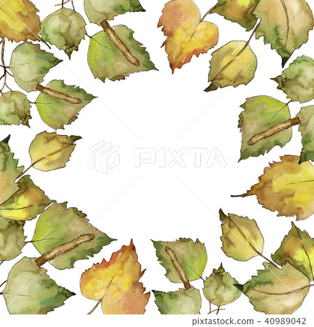 Leaves Birch. Leaf plant botanical garden floral foliage. Frame border ornament square. Leaves Birch. Leaf plant botanical garden floral foliage. Frame border ornament square. 40989042