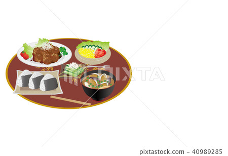 Today's meat dumplings and fried eggs of Komatsuna 40989285