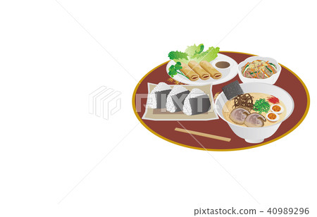 Today's rice pork bamboo ramen and rice ball Today's rice pork bamboo ramen and rice ball 40989296