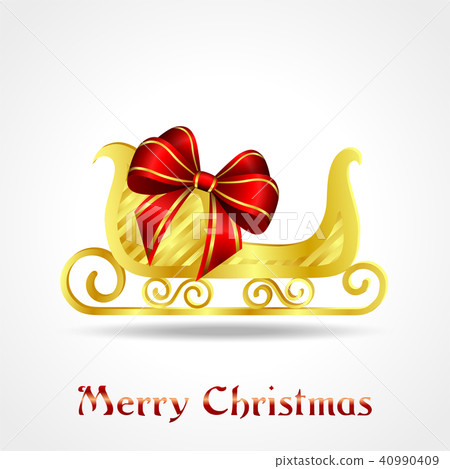 golden sledge with red ribbon golden sledge with red ribbon 40990409