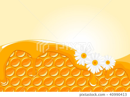 honeycomb with honey and daisies honeycomb with honey and daisies 40990413