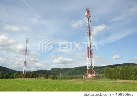 Communication tower on a hill 40990662