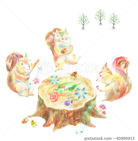 在森林裡的生日聚會鬆鼠 40990913