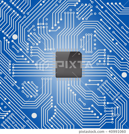 High tech circuit board on blue background High tech circuit board on blue background 40991060