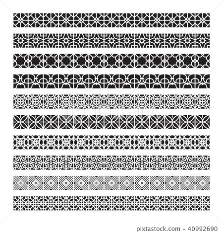 arabic frame ornament, pattern brush, vector set 40992690