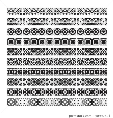 arabic frame ornament, pattern brush, vector set 40992691
