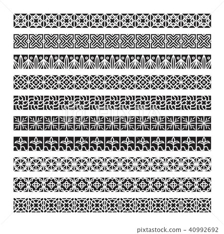 arabic frame ornament, pattern brush, vector set 40992692