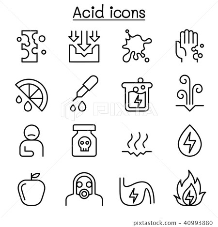 Acid icon set in thin line style 40993880