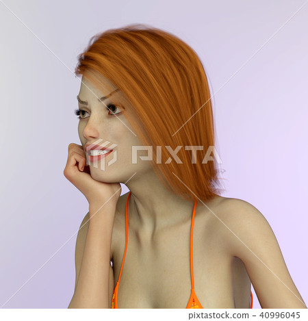 Sexy female model with brown hair in a casual pose 40996045