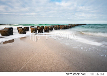 Groynes on shore of the Baltic Sea 40996461