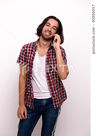 Young handsome guy posing casually isolated on white 40998957