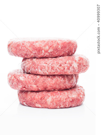 Raw fresh beef burgers on white background 40999307
