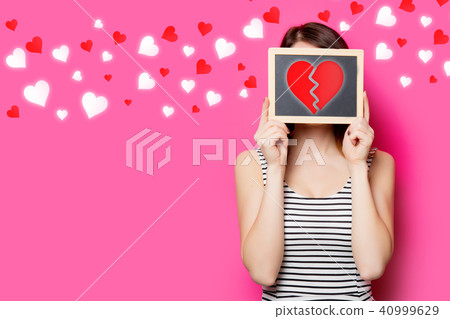 girl with board and separation heart girl with board and separation heart 40999629